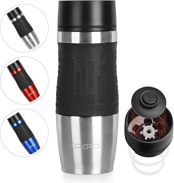 Travel Mugs for Hot Drinks 360°Drinking Lid DoubleWalled Vacuum