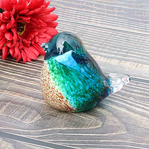 Hophen Art Glass Bird Figurine Handmade Blown Glass Paper Wight Mother`s Day Gift Home Ornament (#1)