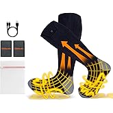 Heated Socks, Electric Heated Socks for Women Men, 5000mAh Rechargeable Up to 8 Hours, Washable Winter Warm Socks for Outdoors Work Skiing Hiking Hunting Fishing Riding Cycling Camping (Black)