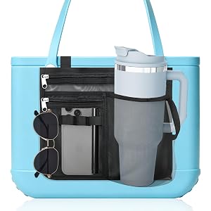 Organizer Holder for Bogg Bag Accessories, Multi-pocket Nylon Organizer Insert Holder with Cup & Phone Holder for Beach Rubbe