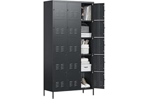 Letaya Metal Lockers for Employees-15 Door Storage Locker with Shelves and Lockable Steel Cabinet for School,Gym,Office,Staff(Black, 15 Door)