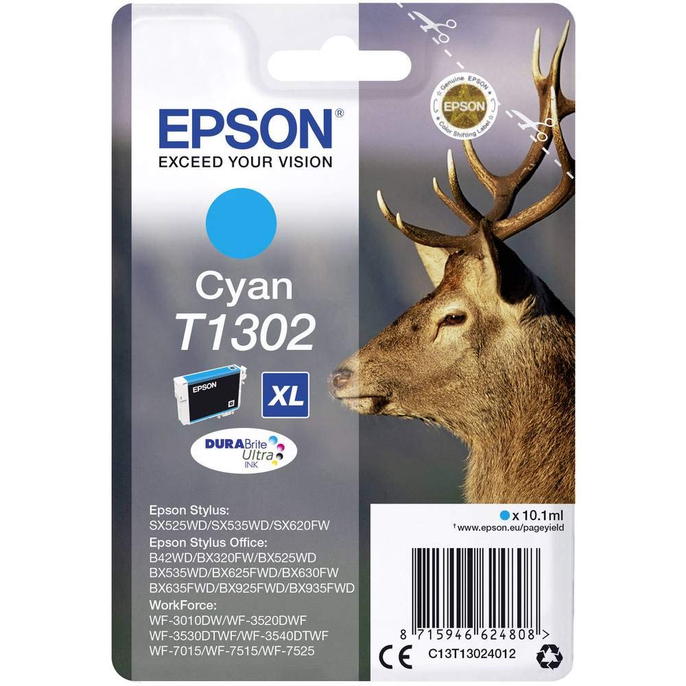 Epson T1302XL Cyan Stag Genuine High Yield DURABrite Ultra Ink Cartridge