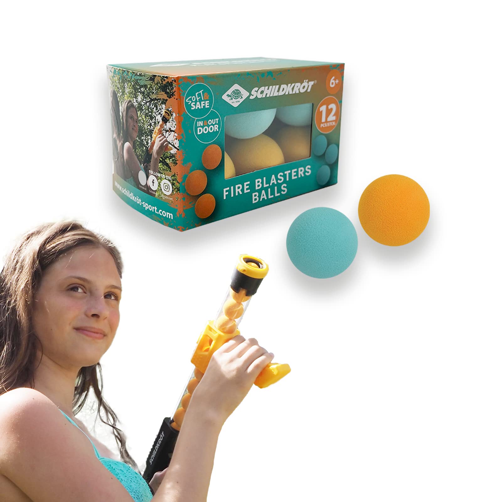 Schildkröt® Replacement Balls, 6 Orange Balls and 6 Blue Balls for the Schildkröt Fire Blaster, Diameter 2.7 cm