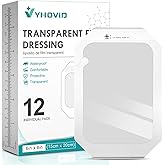 Transparent Film Dressing 6'' x 8'' Box of 12 - Waterproof Bandages for Swimming, Showering, Wounds, Post Surgical Shower or IV Shield, Tattoo Aftercare Bandage, Scar Therapy, Adhesive Patches