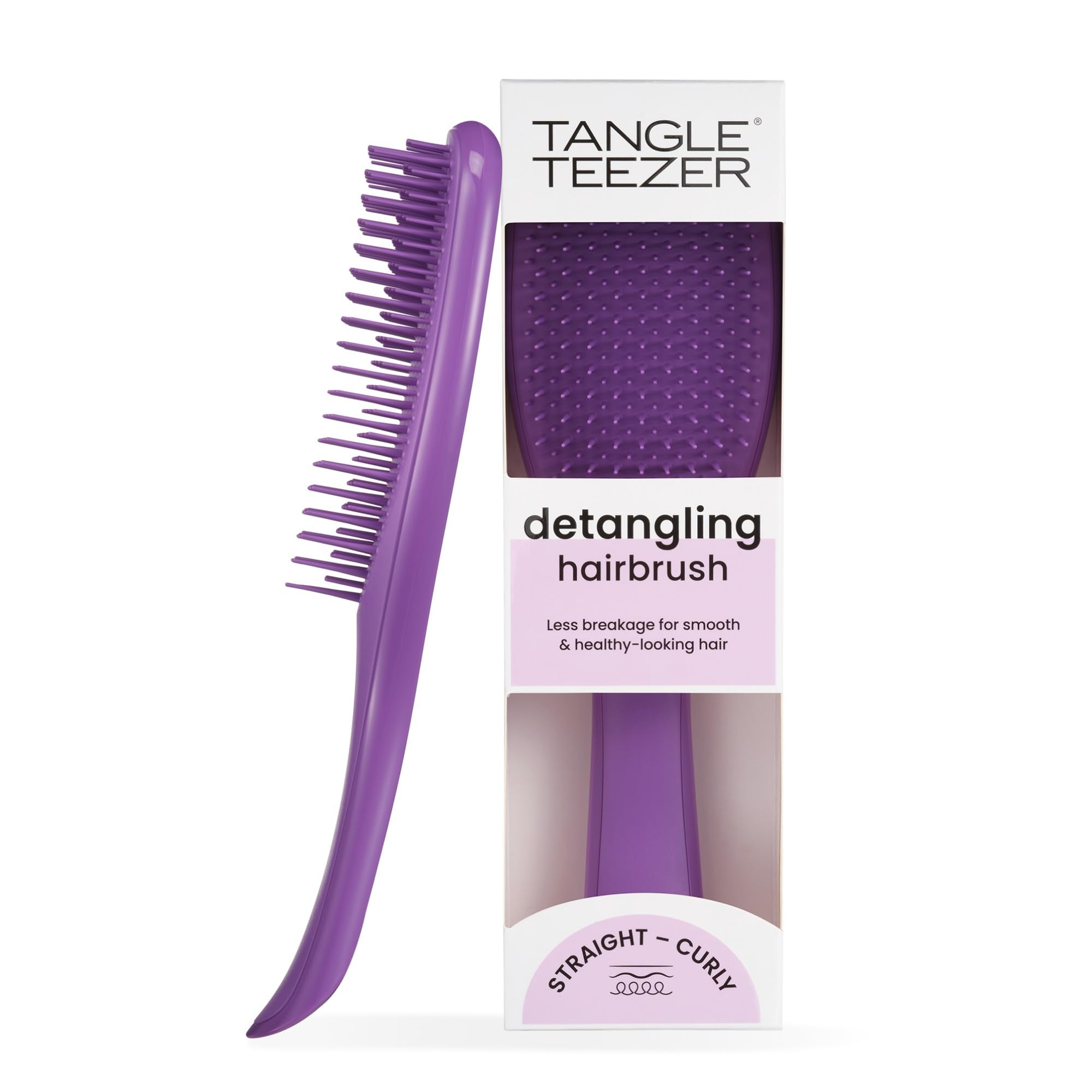 Tangle Teezer Ultimate Detangler Brush for Wet & Dry Hair, Eliminates Knots & Reduces Breakage for Straight to Wavy Hair Types, Fresh Purple Image