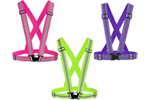 Awnuuw Reflective Vest Running Gear 3Pack, Adjustable Safety Vests High Visible Reflective Belt Straps