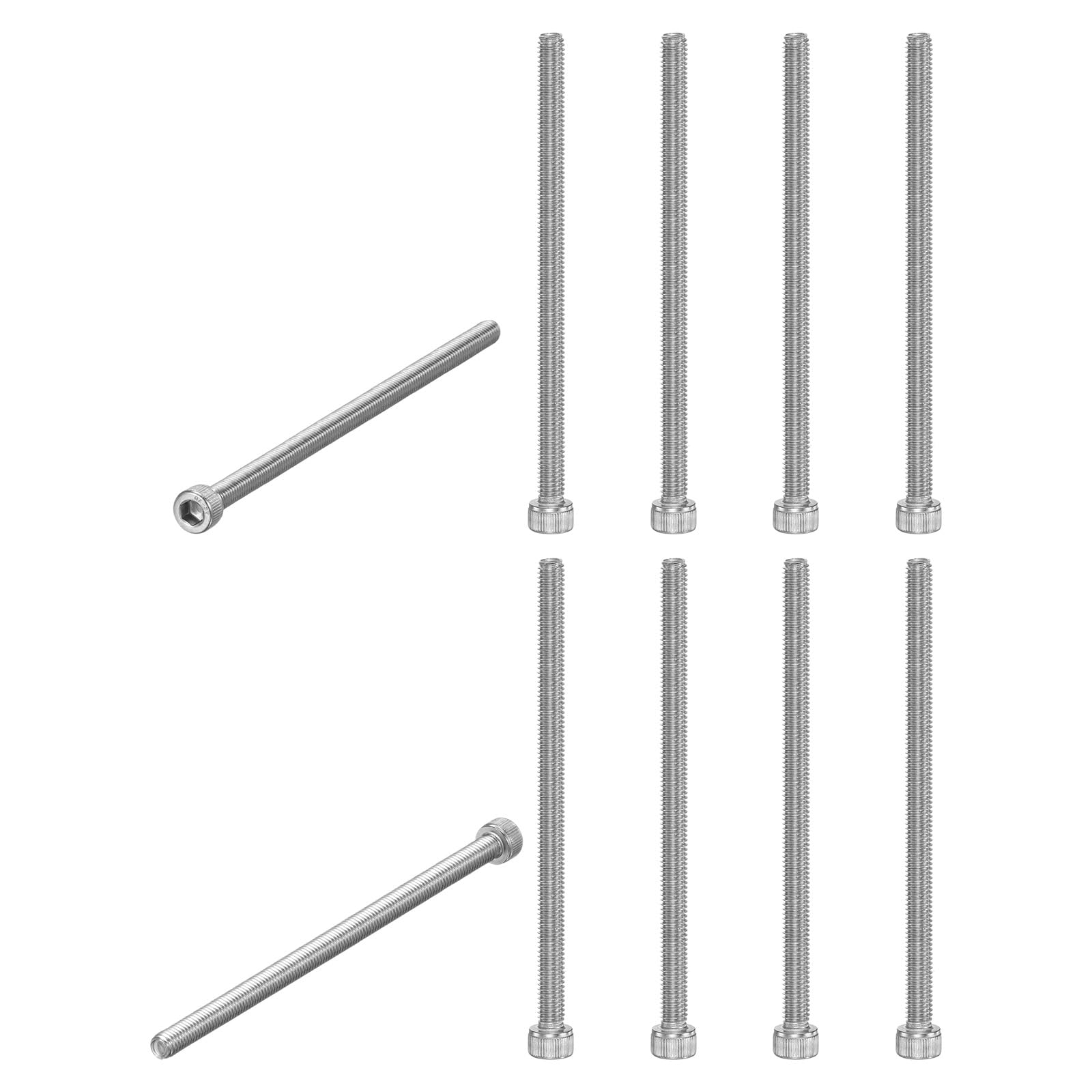M METERXITY 10-Pack Socket Head Cap Screws Bolts M6x110mm 1mm Pitch Button Head Socket Screws 304 Stainless Steel Hex Socket Bolts [Silver]