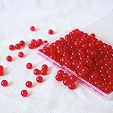 Jabrand 240pcs Glass Beads for Bracelets, 6mm Round Glass Beads for Jewelry Making DIY Crafts (Red)