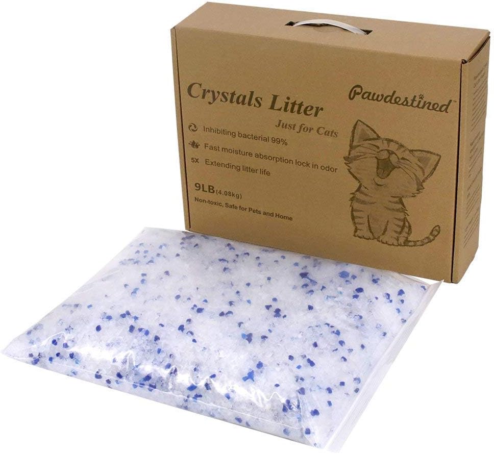 Pawdestined Crystals Cat Litter 9 Lb Unscented Low Dust Non-clumping with Best Odor-Control