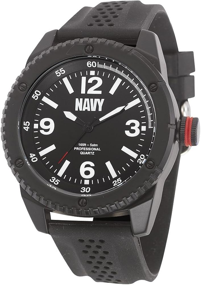 US Navy Wrist Armor C20 Watch, Blk & Wht Dial & Blk Rubber
