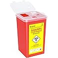 AUVON Sharps Container for Home Use with Split Lid Design and Locking Mechanism, 1 Quart Needle and Syringe Disposal Containers, Portable Container for Travel and Professional Use, 1-Pack