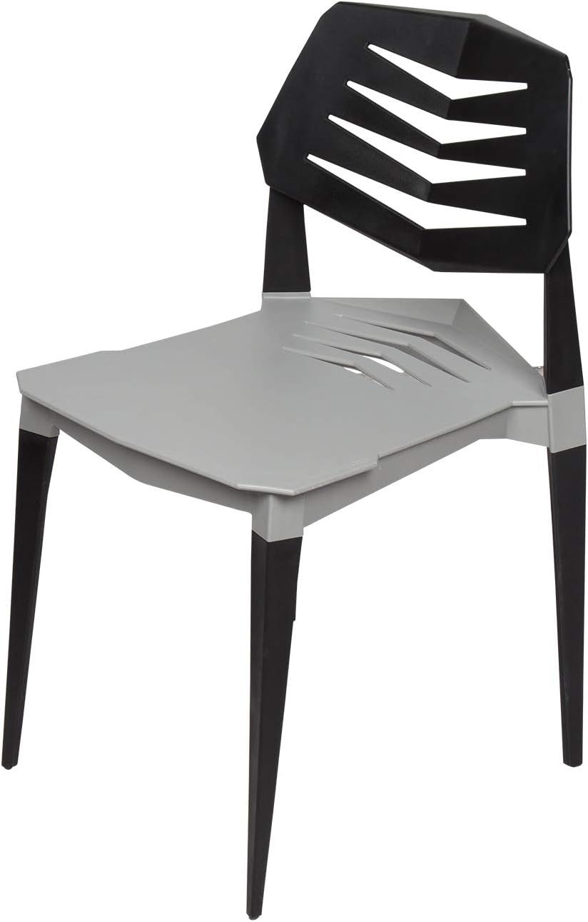 Amazon Com Plastic Patio Dining Armless Side Chair Indoor Outdoor Use Classic Chair Chic For Garden Lawn Seat Decor Furniture Black And Gray Kitchen Dining