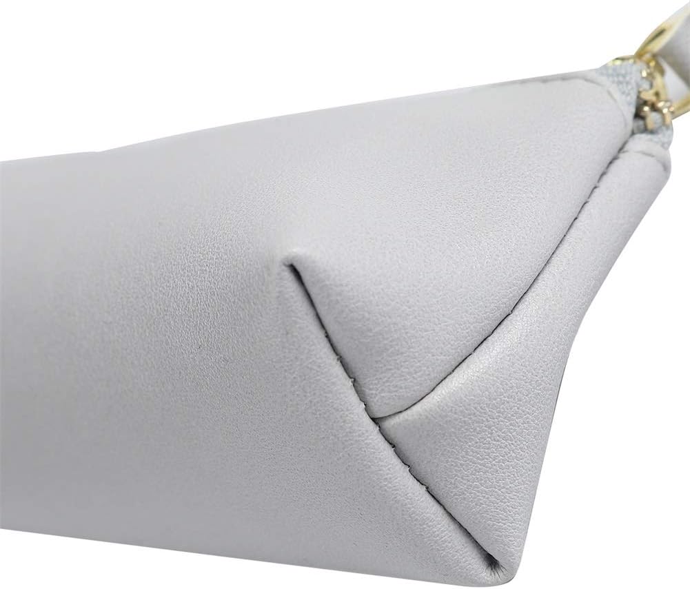 Fyore Luxury PU Leather Pencil Case Slim Design with Metallic Zipper Pocket Size for Pen Make Up Brush (Grey) - Image 3
