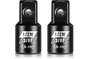 BLACKROBOT 2 Piece 3/8”F to 1/2”M Impact Socket Adapter Set,SAE Drive Cr-Mo Steel Exceeds ANSI Standards,Square Drive Reducer