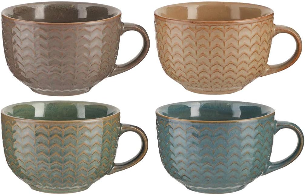 400ml Soup Bowl Mug Set of 4 Ceramic Stoneware Mugs (14 oz) Amazon.co