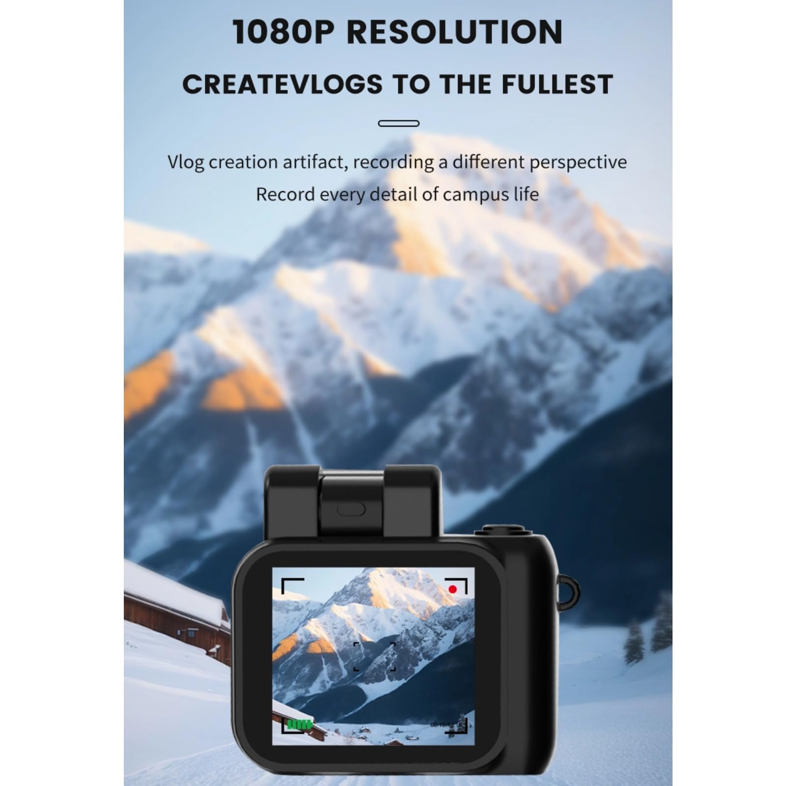 Mini Keychain Camera, 1080P HD Small DV Camera, Video Camera Camcorder, Thumb Camera withwith Video Light & 480mAh Battery Base, 1.44in Color Screen, Support OTG (White)