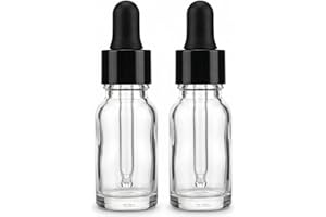 2PCS 10ML Attar Bottle Empty Glass Essence Oil Bottle with Glass Dropper Suitable for Aromatherapy (Clear)