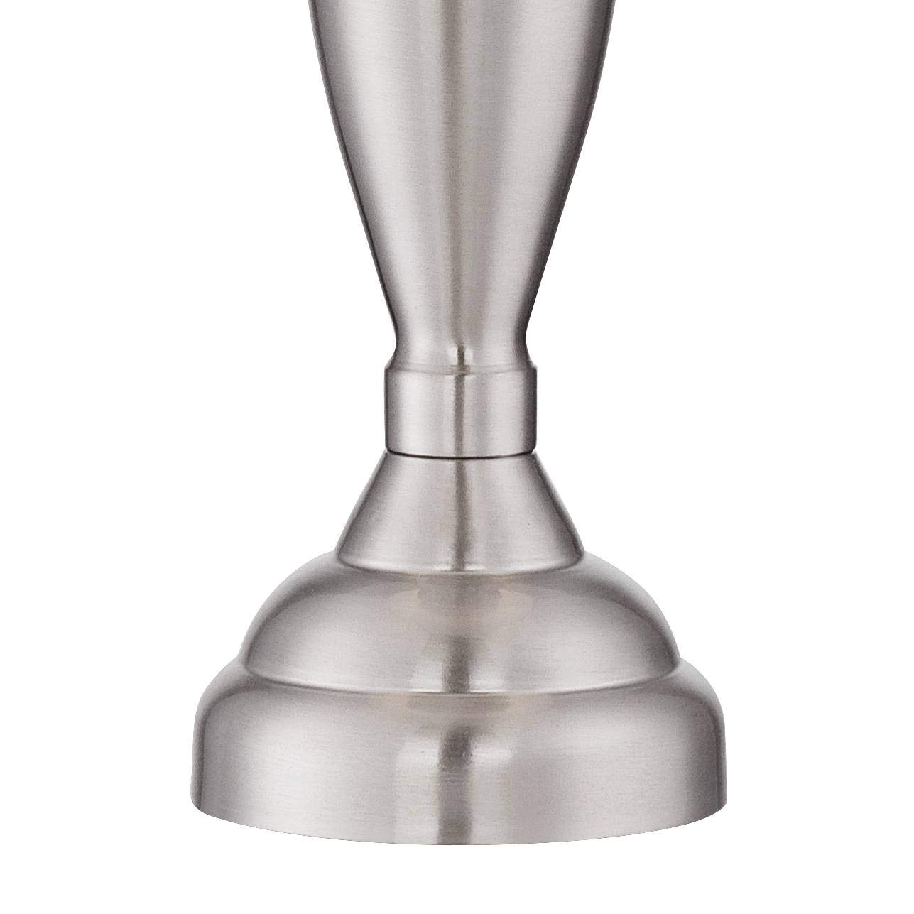 Blair Modern Table Lamps Set of 2 Brushed Steel Metal White Drum Shade for Living Room Family Bedroom Bedside Nightstand - Regency Hill