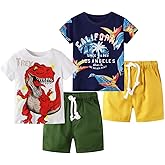 BIBNice Toddler Boy Summer Clothes Outfits Kids Cotton Short Sleeve Shirt Shorts Set 2-7 Years