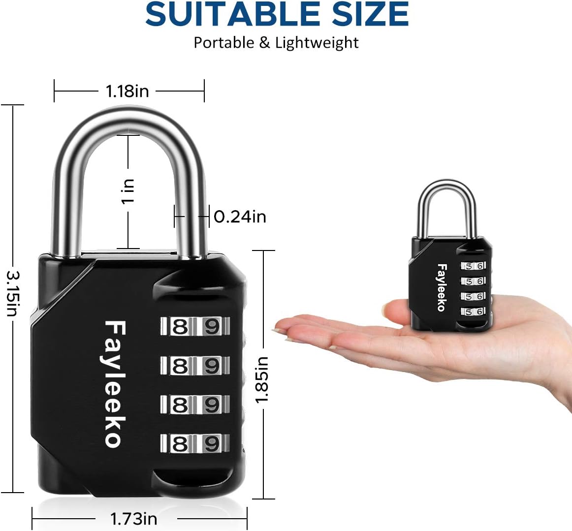 Combination Lock, 2 Pack, 4 Digit Combination Padlock for School Gym Sports Locker, Fence, Toolbox, Case, Hasp Cabinet Storage. Black - - 
