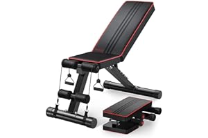 Yoleo Adjustable Weight Bench - Utility Weight Benches for Full Body Workout, Foldable Flat/Incline/Decline FID Bench Press for Home Gym