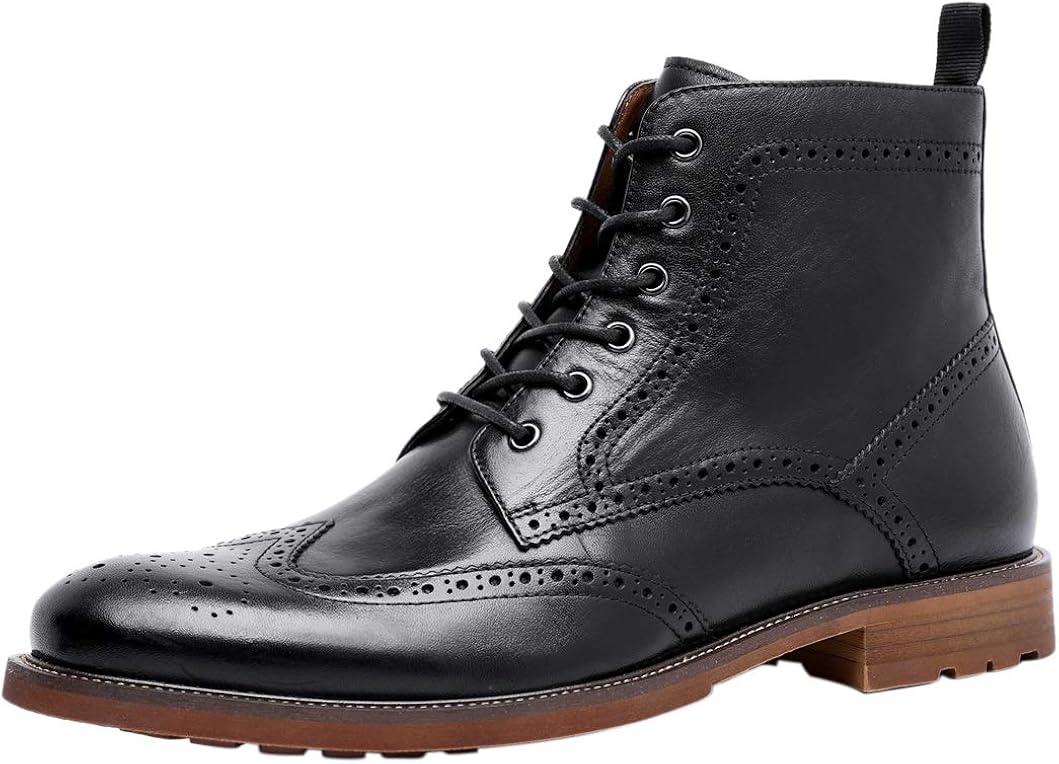 Mens LaceUp Oxford Boots Classic Brogue Wingtip Leather