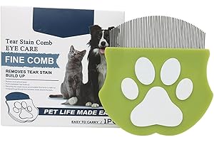 Professional Eye Comb for Pets, Stainless Steel Tear Stain Remover for Cats & Dogs, Gentle Round-Head Grooming Tool | Compact