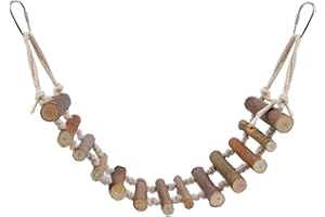 YUYTE Bird Ladder, Naturals Rope Wooden Ladder Bird Toy Swing Ladder Toy for Parrots Pet Hamster Bird Swing Toy Bird Wood Bridge Parrot Wooden for Parrots Pet Hamster Bird