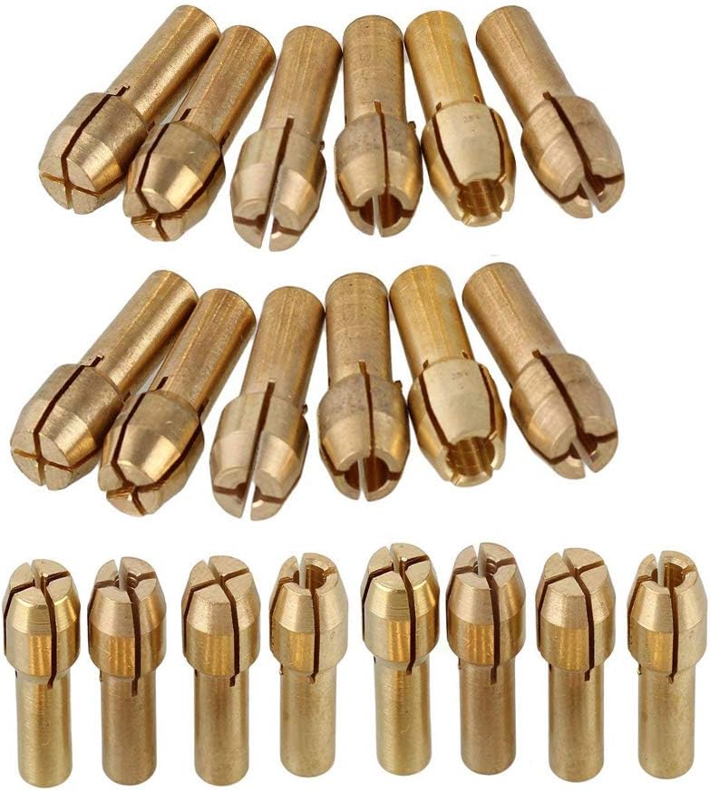 Highmoor Brass Collet Drill Chuck 0.5-3.2mm fits for Dremel Rotary Tools Electric Grinding Drill Collect Chuck Holder for Eectric Grinder 4.3mm Shank Dia. Pack of 20