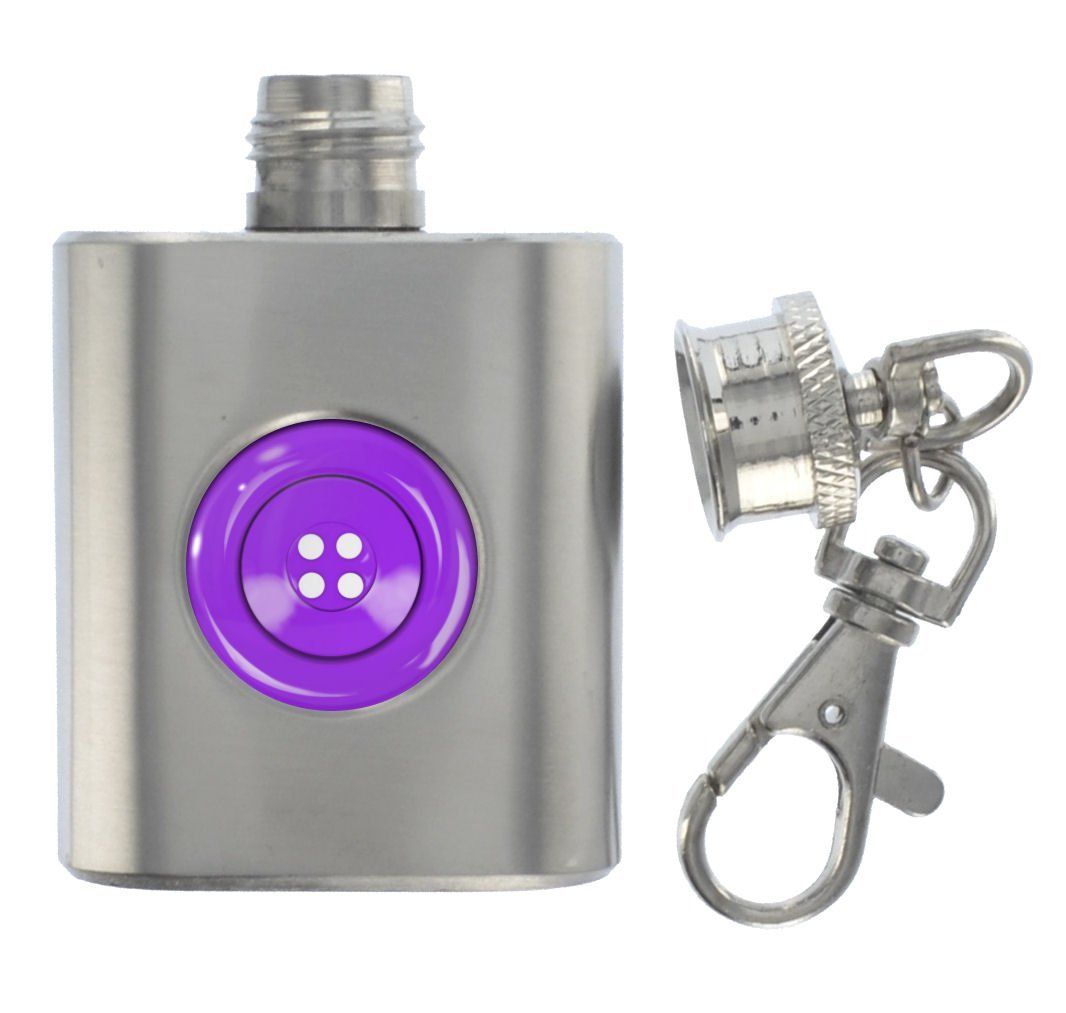 1StopShops Purple Button Metal Miniature Flask