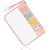 izuzta Chenille Letter Clear Bag Baby Purse Pouch, Monogram PVC & PU Clear Zipper Pouch with Wristlet, Waterproof Portable Glitter Snacks Makeup Beach Pouch Toiletry Bag for Women Girls (BABY-Pink)