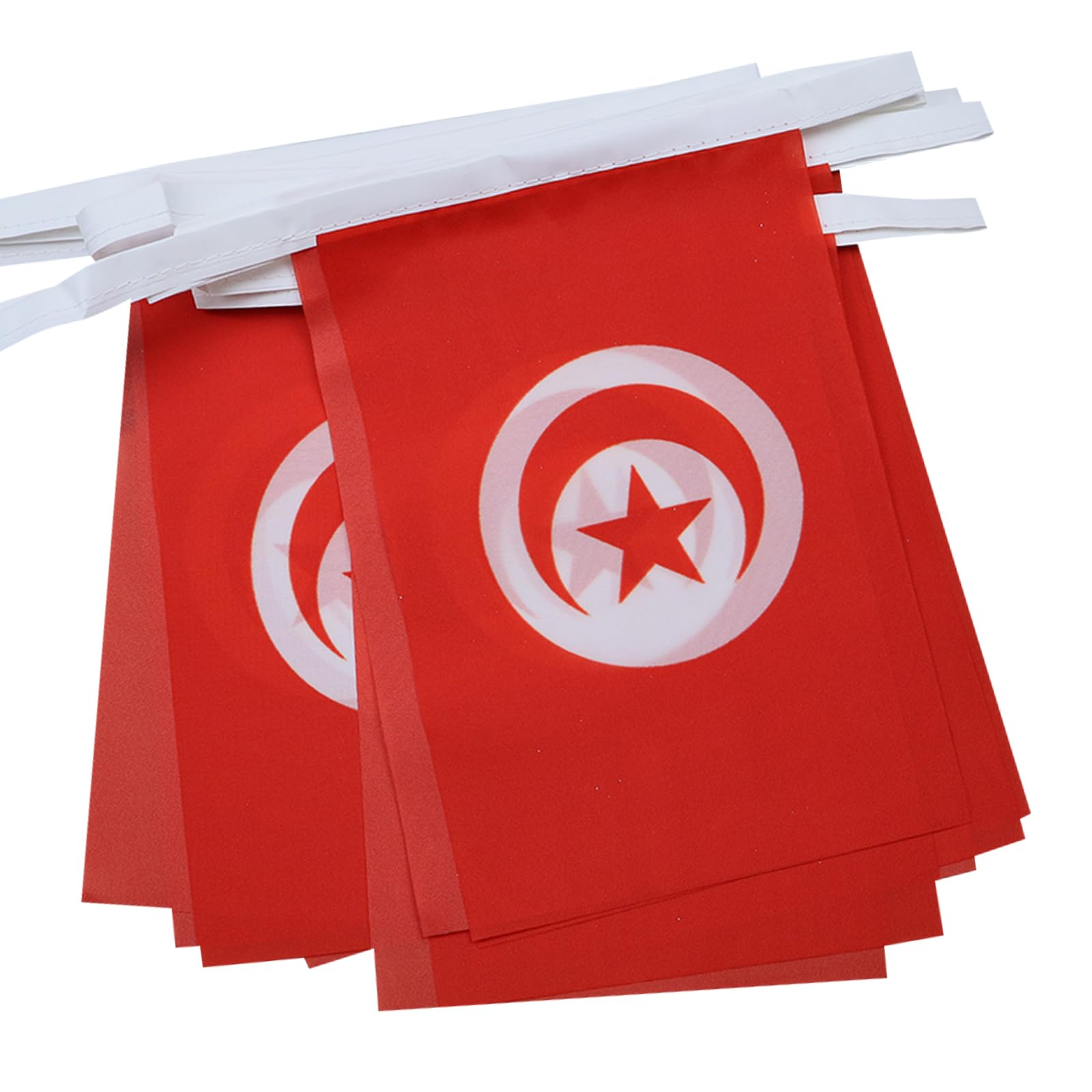 AZ FLAG - Tunisia Bunting Flag - 13 Ft Garland with 20 Small Tunisian Flags 6'' x 4'' - 100% Polyester String Pennant - 4 meters