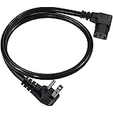 90 Degree Computer Power Cord - 2FT Right Angle IEC Power Cord, Universal PC Power Supply Cord, 16AWG, Black NEMA 5-15P Angle