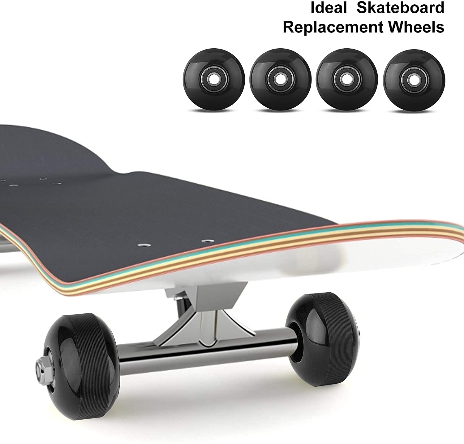 4pcs Skateboard Wheels 52mm with Bearings, Street Wheels 95A for Street Tricks Longboard Cruiser