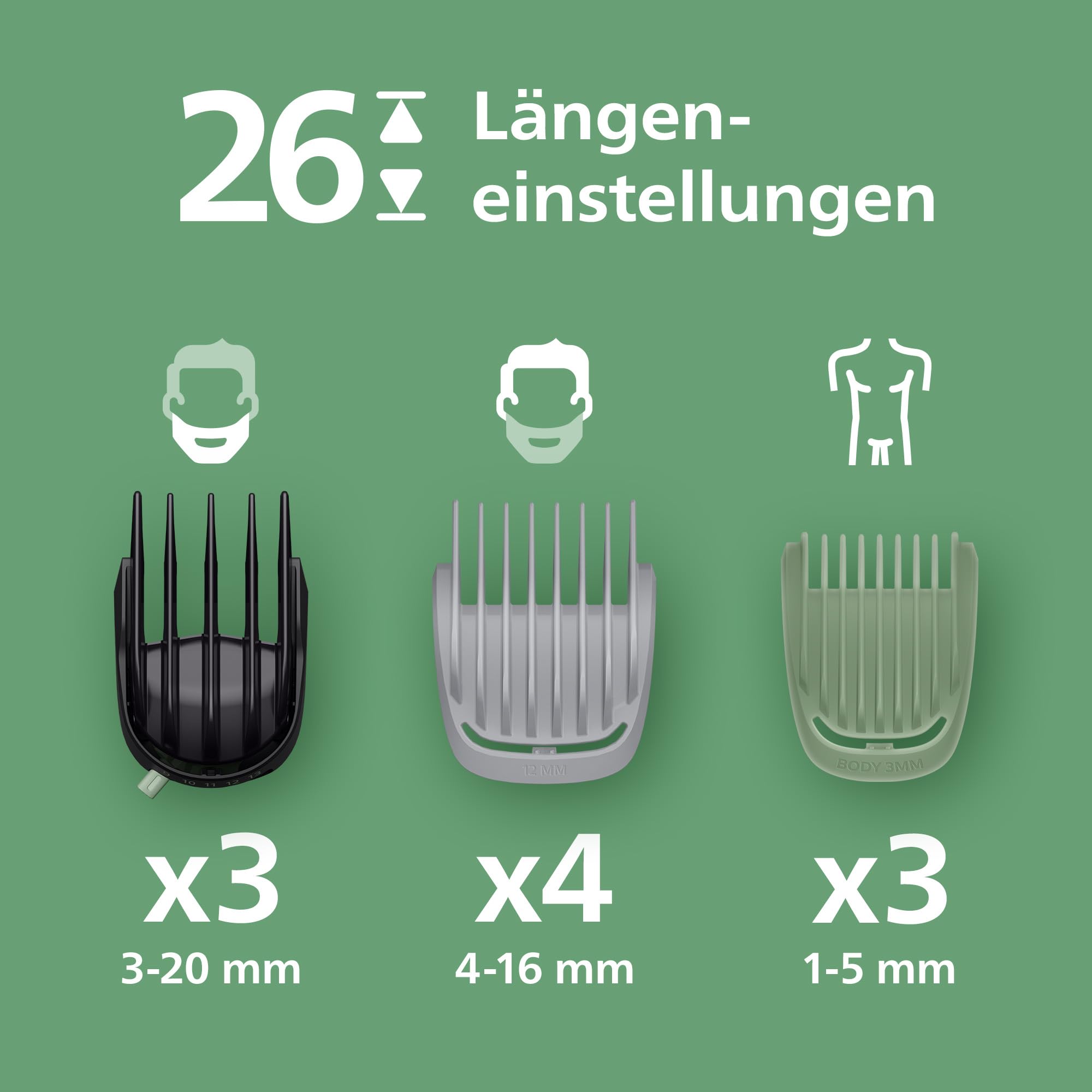 PHILIPS Multigroom 7000 für Herren - All-in-One 19-teiliger Barttrimmer und Haarschneider für Gesicht, Kopf und Körper, selbstschärfende Klingen, 26 Längeneinstellungen (0,5-20 mm), MG7962/30 3