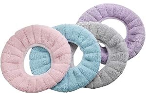 HOLIDYOYO Universal Thicken Toilet Seat Covers 4 Pack Stretchable Washable Warm Seat Pads for Cold Weather
