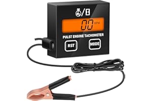 Linkstyle Small Engine Tachometer, Digital Tachometer Tach Gauge Meter with Clip, Backlight Inductive Hour RPM Meter