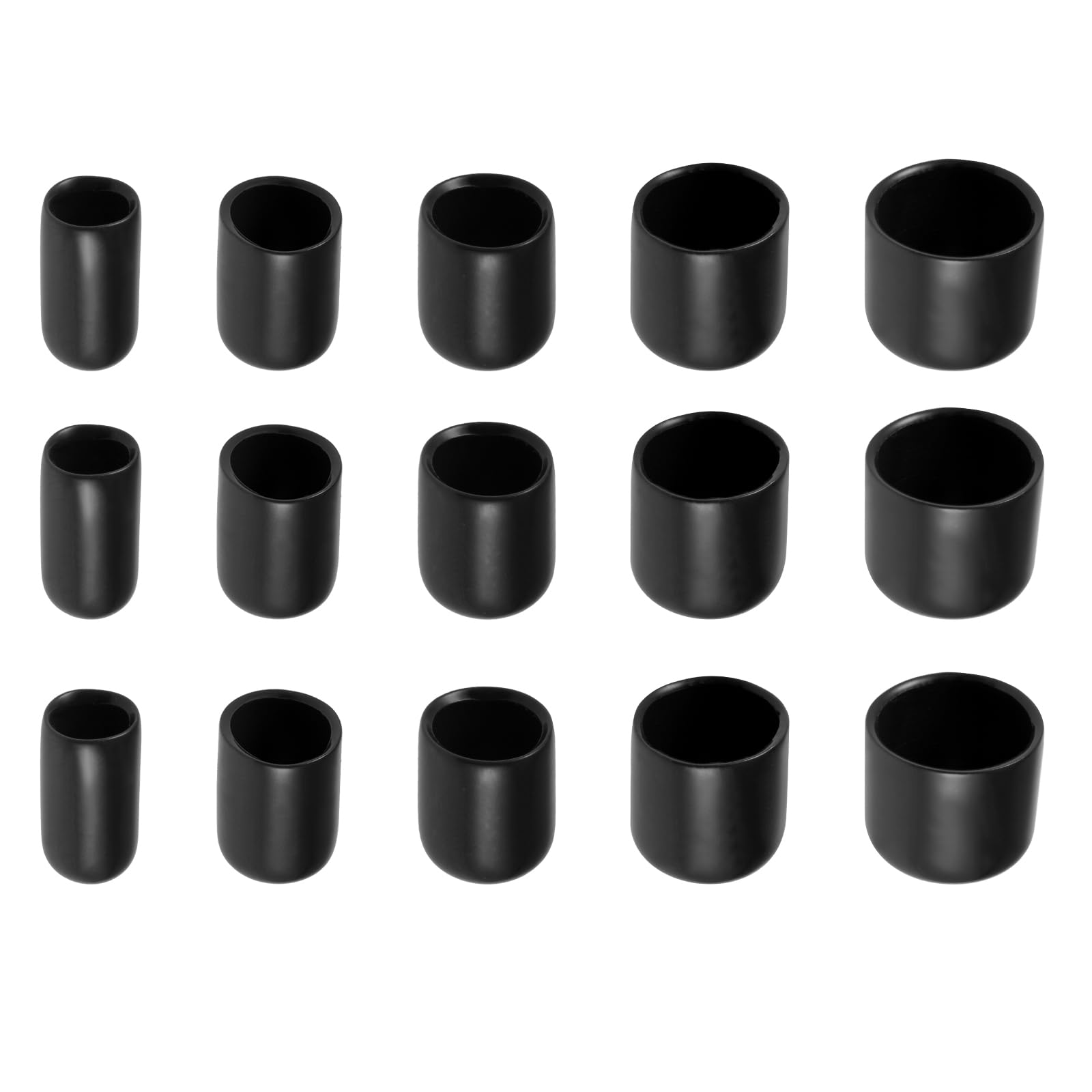 Rebower 100 Pack Screw Thread Protector Cover Rubber End Caps, [for Screw, Bolt, Rod End Cap] - 1/4 inch 3/8 inch 1/2 inch 3/4 inch 7/8 inch inner dia/Black