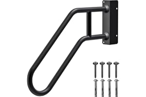 SELEWARE Heavy Duty 28" Handrails for Outdoor 1-3 Step, Non-Slip Door Jamb Corner Wall Mount Stair Hand Railing Grab Bars, U-Shape Safety Handle for Garage, Porch, Garden (Left Handed, Dia 1.3" Pipe)