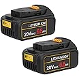 Powilling 2Pack 20V 6.5Ah DCB206 Replacement Battery for Dewalt 20V Battery DCB200 DCB201 DCB203 DCB206