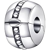 Round Clip Stopper Charms 925 Sterling Silver Clip Lock Stoppers Beads for Bracelets (K)