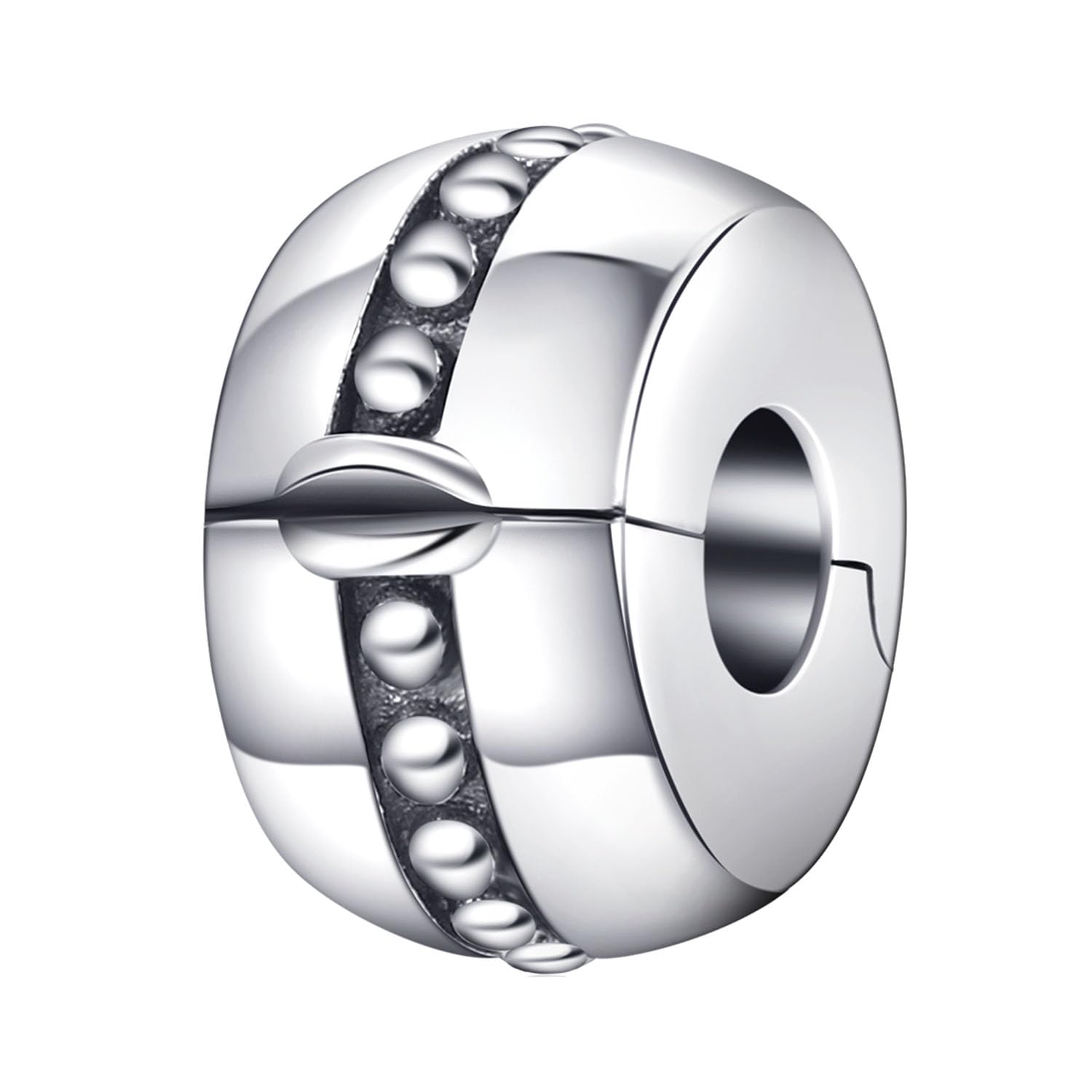 925 Sterling Silver Round Clip Stopper Charm Clip Lock Stoppers Beads for Pandora Charm Bracelets