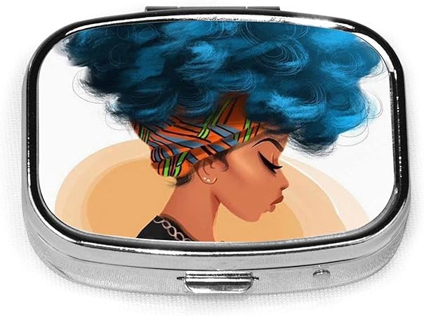 Amazon アフリカ系アメリカ人のアフロブラックガール ピルケース 長方形 薬ケース 小物入れ ミニボックス錠剤 収納ケース 防湿箱 服薬管理 多機能 ミラー付き 小型 薬入れ Iris Mark ピルケース