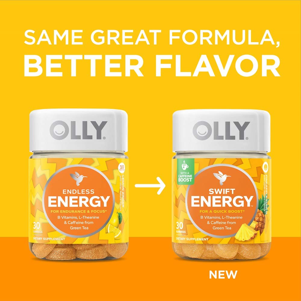 OLLY Swift Energy Gummy, 10 Servings (30 Gummies), Pineapple Punch, B