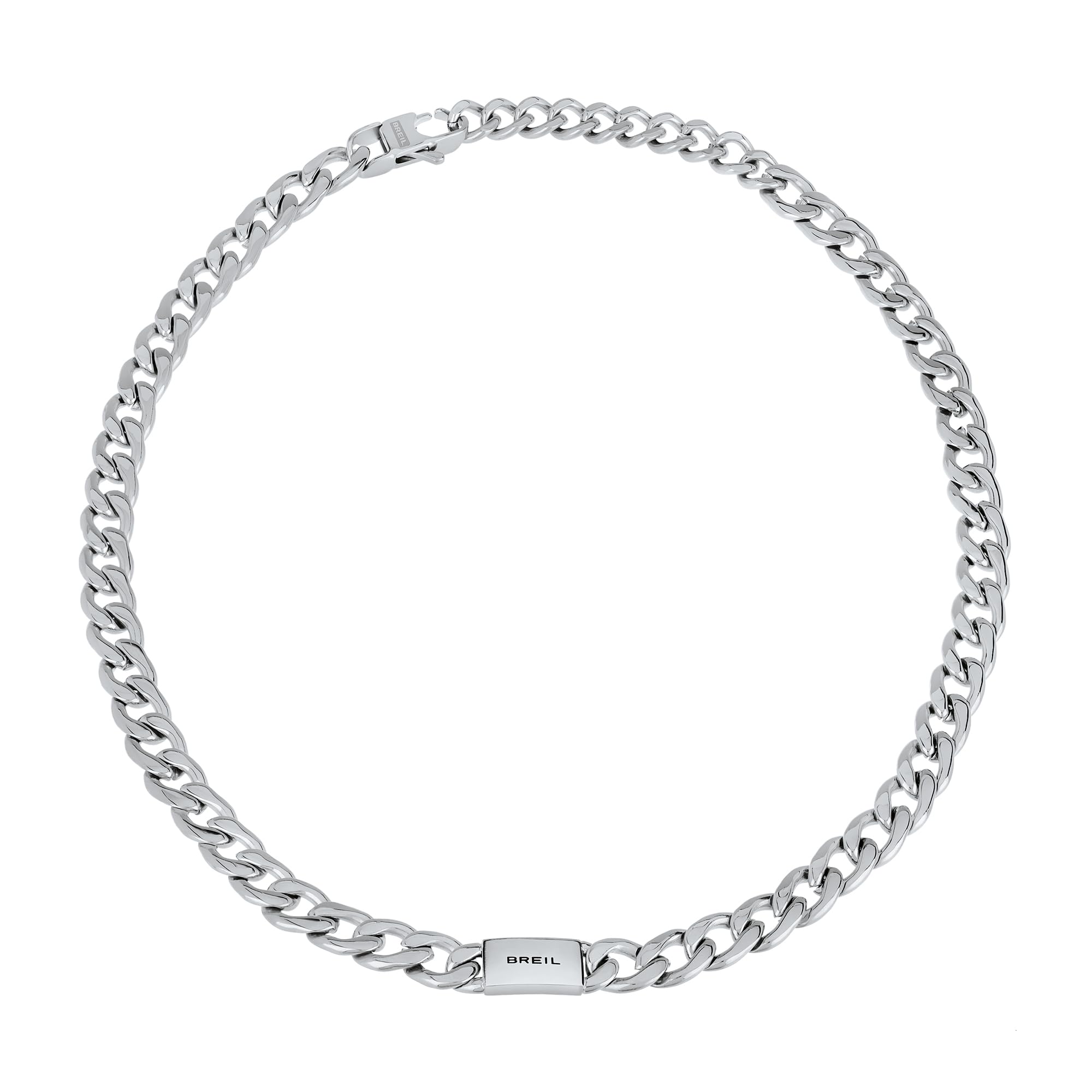 Breil - Necklace Logo Mania Collection TJ3070 - Unisex Jewellery - Steel Necklace for Men and Women with Steel Plate with Logo - Adjustable Length from 47 cm to 52 cm