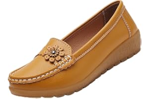 Women's Casual Loafers Slip on Driving Loafers Comfortable Leather Moccasins Non-Slip Outdoor Driving Shoes Lightweight Penny