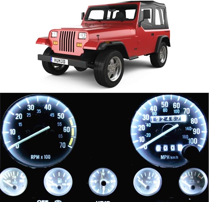 Amazon Com Wljh Bright White Instrument Cluster Panel Gauge Speedometer Tach Oil Pressure Fuel Temp Clock Indicator Bulb Full Led Light Kits Package Replacement For Jeep Wrangler 1987 1991 Automotive