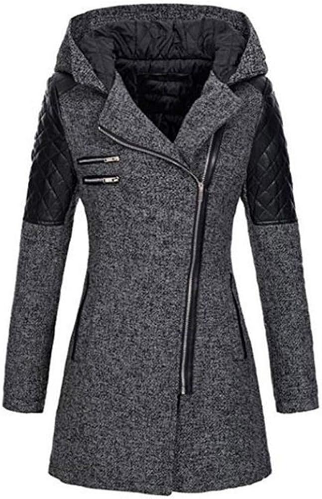 Tomwell Damen Mantel Mit Kapuze - Eleganter Trenchcoat Wintermantel Lang