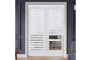 SEEYE Zebra Blinds for Windows - French Door Blinds Roller Dual Shades Light Control Window Treatments Horizontal Day and Night Sheer, 23.6" W x 90" H, White