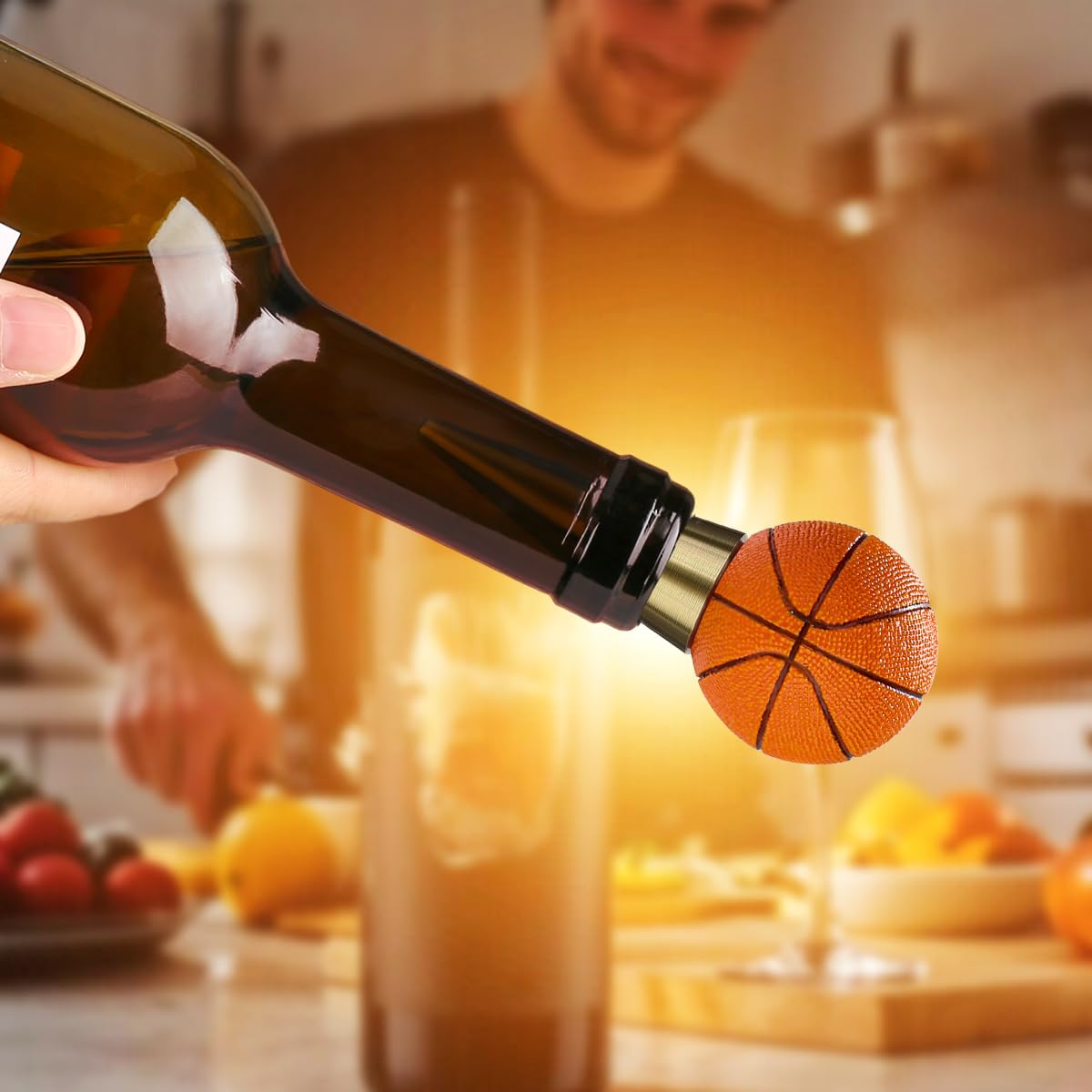 LULLEA Basketball-Weinverschluss, Lustige Basketball-Geschenke für Männer, Papa & Fans | Origineller Basketball-Champagner-Verschluss mit Geschenkbeutel, Perfekt für Geburtstag, Vatertag 2